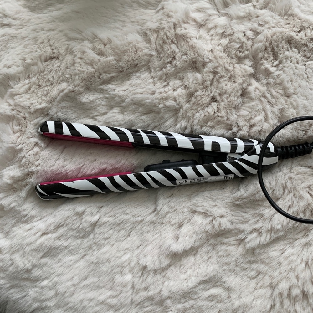 Zoe Mini Travel Zebra Striped Flat Iron - Picture 2 of 9